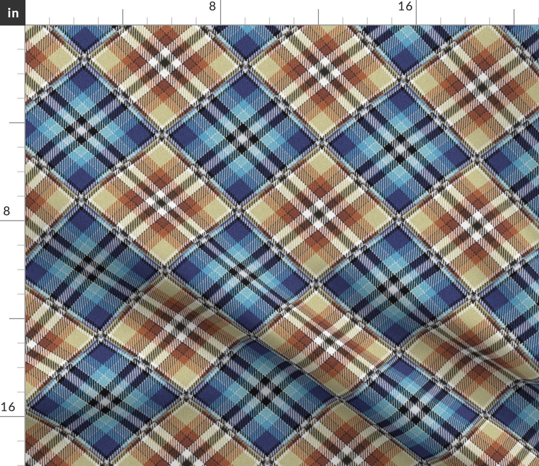 Fuzzy Look Blue and Beige Checkerboard Plaid