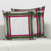 20 X 20 Red Violet & Green  Plaid on Silver