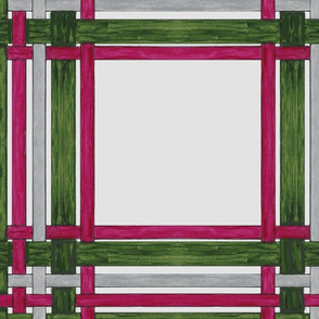 20 X 20 Red Violet & Green  Plaid on Silver