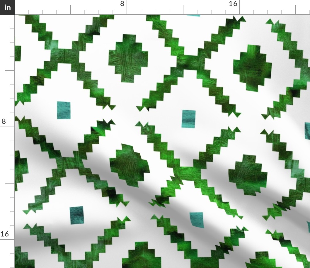 Merri diamond  green and white LARGE Scale