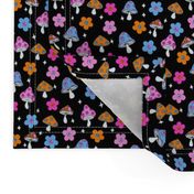 SMALL shrooms fabric - smiley, trippy, hippie, stars, 