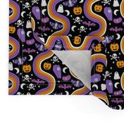 SMALL halloween rainbow fabric - coffin, ghost, moth, pumpkins