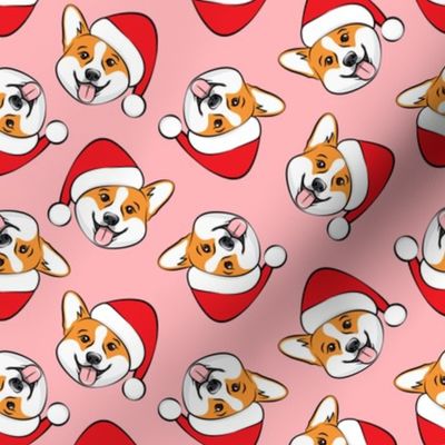 Corgis with Santa hats - pink