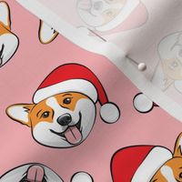 Corgis with Santa hats - pink