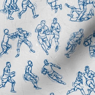Rugby Sketch blue on white