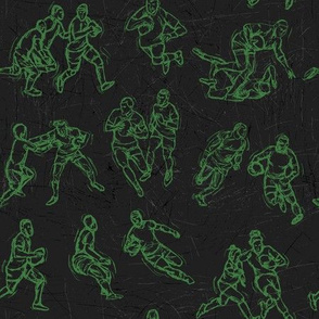 Rugby Sketch green on black
