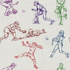 Softball Sketches 4 color on white