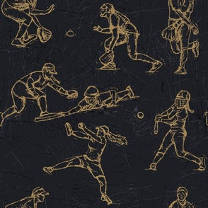 Softball Sketches brown on black