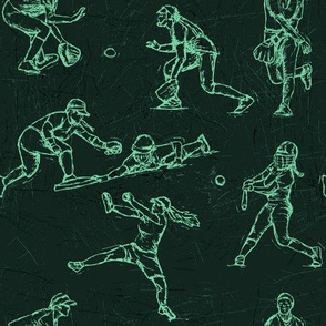 Softball Sketches green on green