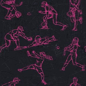 Softball Sketches pink on black