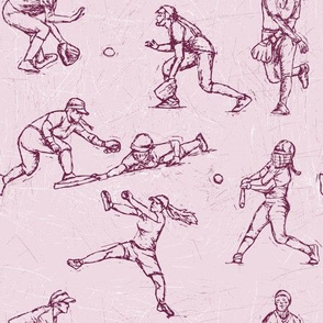 Softball Sketches purple on purple