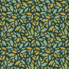 Woodland leaves (teal and yellow)