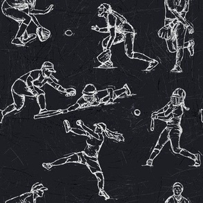 Softball Sketches white on black