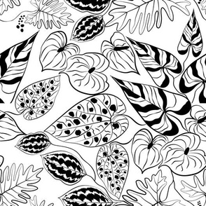 White exotic jungle tropical seamless pattern