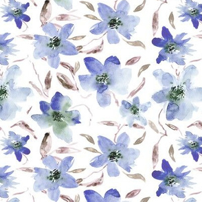 Bloom in blue • watercolor florals
