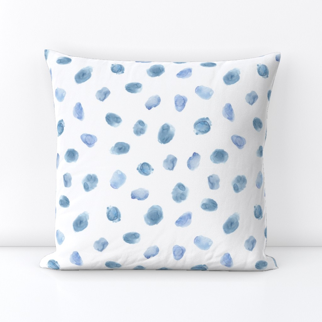 Baby blue watercolor stains || painted dots for nursery