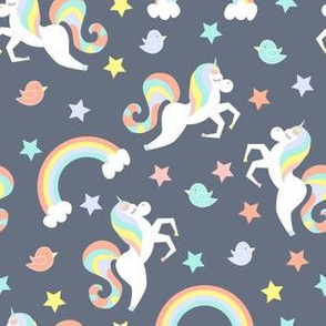 unicorns, stars,  rainbow colorful 