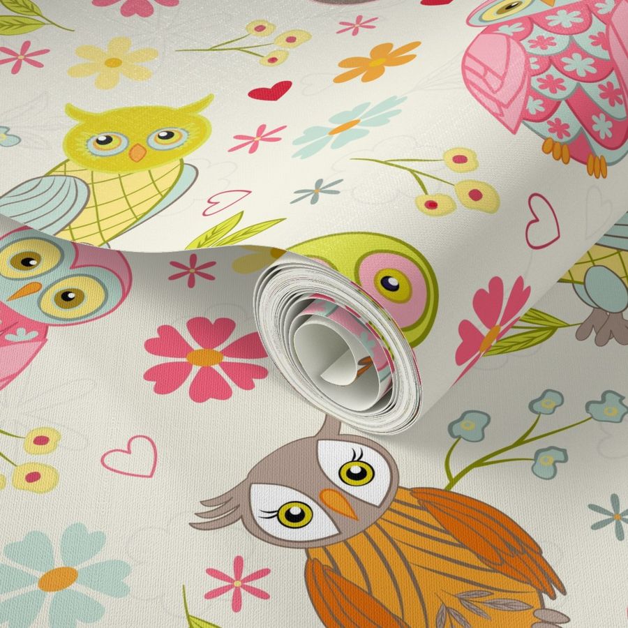 Cute owls pastel colors