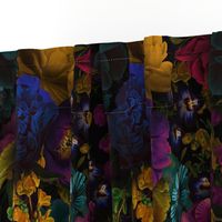 Vintage Summer Romanticism: Maximalism Moody Florals - Antiqued burgundy Roses and Nostalgic Gothic Mystic Night 3- Antique Botany Wallpaper and Victorian Goth Mystic inspired black