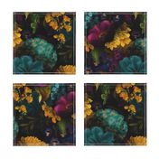 Vintage Summer Romanticism: Maximalism heritage moody Florals - Antiqued burgundy Roses and Nostalgic Gothic Mystic Night 3- Antique Botany Wallpaper and Victorian Goth Mystic inspired black