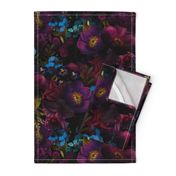 Vintage Blue  Purple Summer Night Romanticism: Maximalism Moody Florals  for a powder room - Antiqued purple Roses and Nostalgic - Gothic Mystic Night-  Antique Botany Wallpaper and Victorian Goth Mystic inspired 