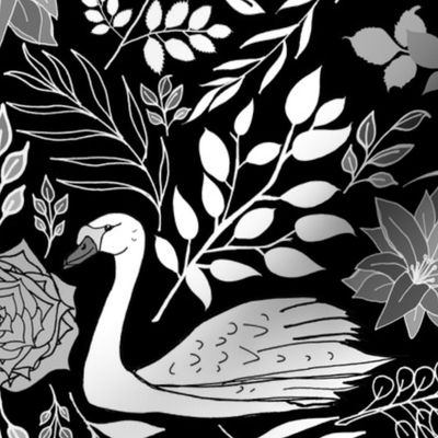 Swan Lake Garden in Black and White (large scale) 