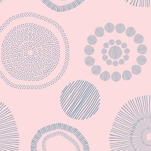 Gray circles over pink