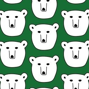 Cute polar bear pattern on green background