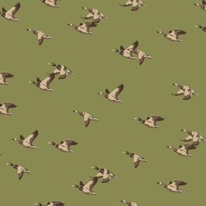 Flying ducks - green - tiny scale