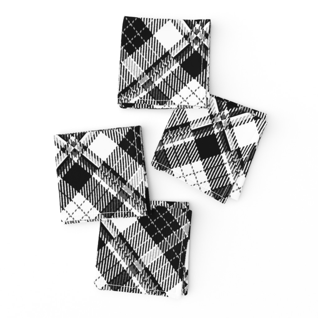 Large Scale Black and White Plaid Counterchanged Diamond Checkerboard