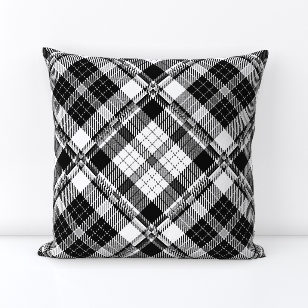 Large Scale Black and White Plaid Counterchanged Diamond Checkerboard