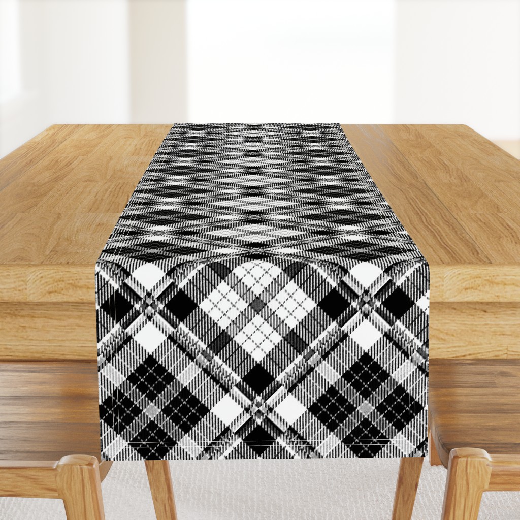 Large Scale Black and White Plaid Counterchanged Diamond Checkerboard