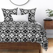 Large Scale Black and White Plaid Counterchanged Diamond Checkerboard