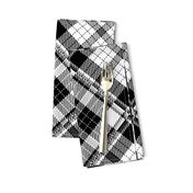 Large Scale Black and White Plaid Counterchanged Diamond Checkerboard