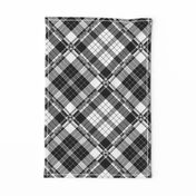 Large Scale Black and White Plaid Counterchanged Diamond Checkerboard