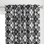 Large Scale Black and White Plaid Counterchanged Diamond Checkerboard