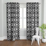 Large Scale Black and White Plaid Counterchanged Diamond Checkerboard