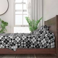 Large Scale Black and White Plaid Counterchanged Diamond Checkerboard