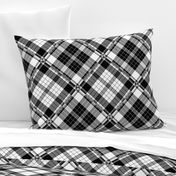 Large Scale Black and White Plaid Counterchanged Diamond Checkerboard