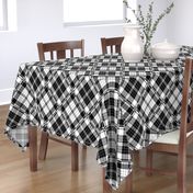 Large Scale Black and White Plaid Counterchanged Diamond Checkerboard