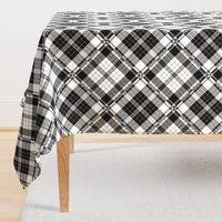 Large Scale Black and White Plaid Counterchanged Diamond Checkerboard