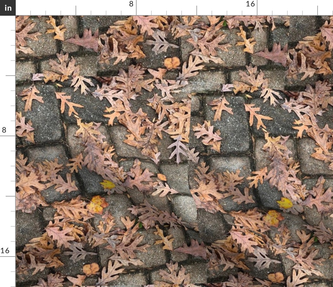 Oak Leaves On Pavers-LARGE-Half-Brick