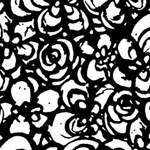 Painterly Floral Large scale Black and White