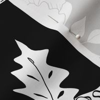 Black and White Peony Branch Mural