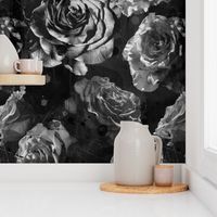 black and white large scale roses