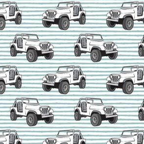 jeeps - white on dusty blue stripes
