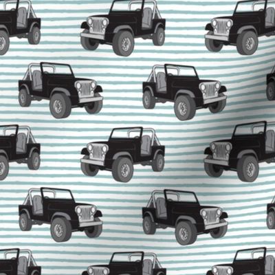 jeeps - black on dusty blue stripes