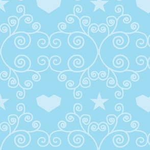 Blue swirls and hearts 