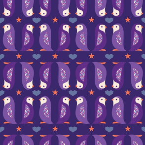 Purple penguins up and down