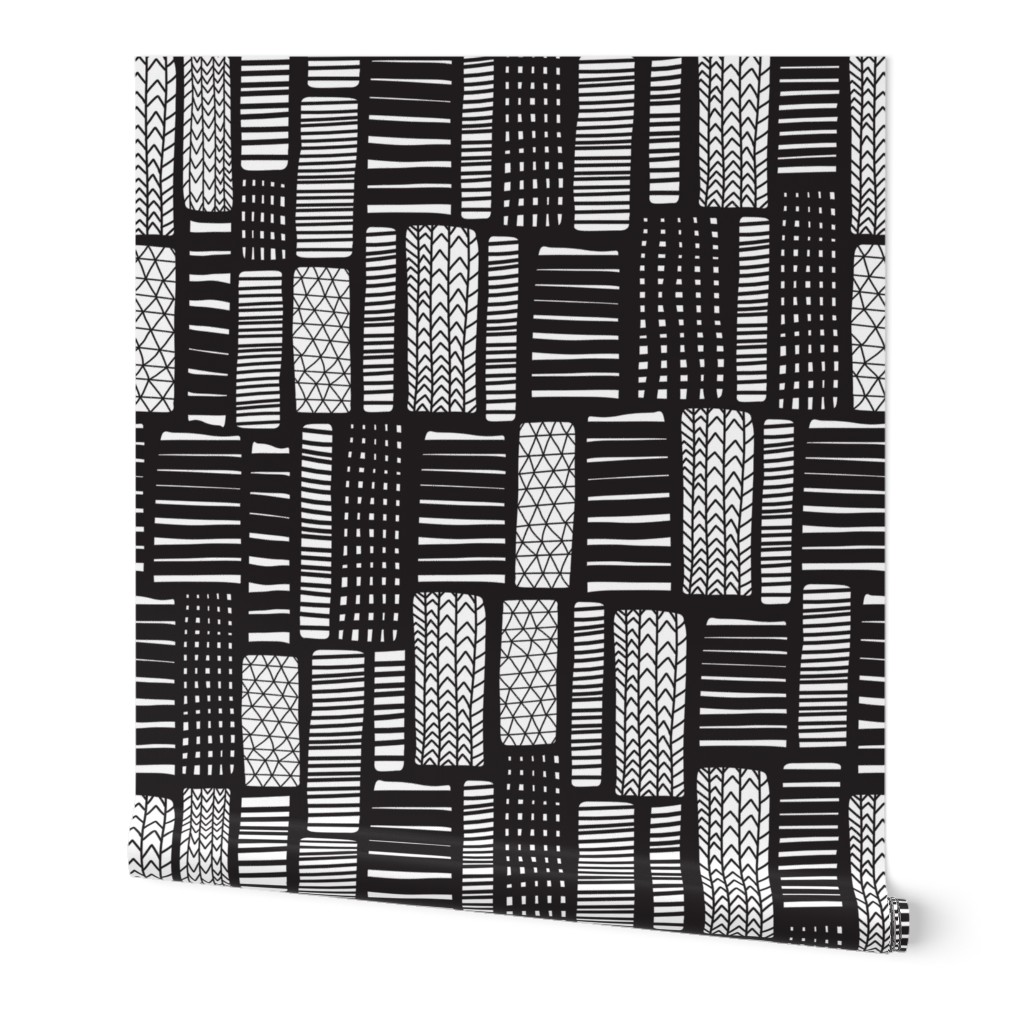 Abstract Doodle Blocks Black and White